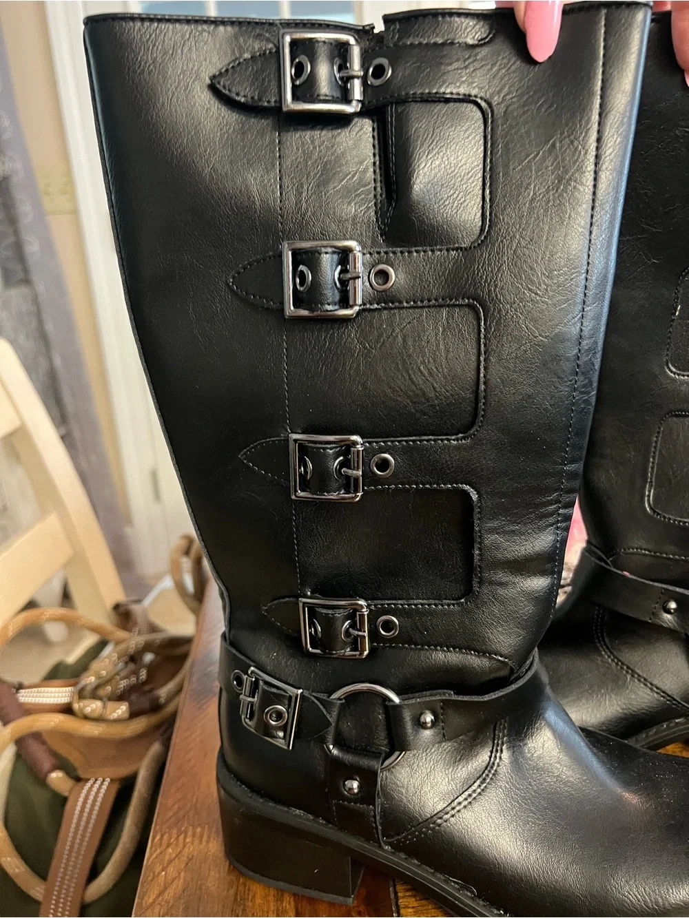 Wild Fable Rebel Tall Moto Buckle Boots | Black | Size 7